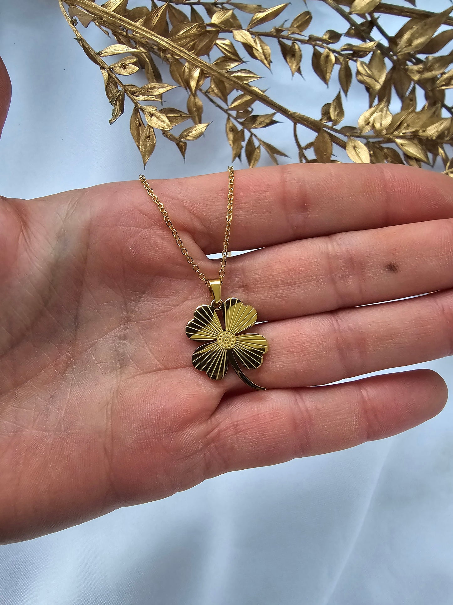 Edelstahlkette Kleeblattkette