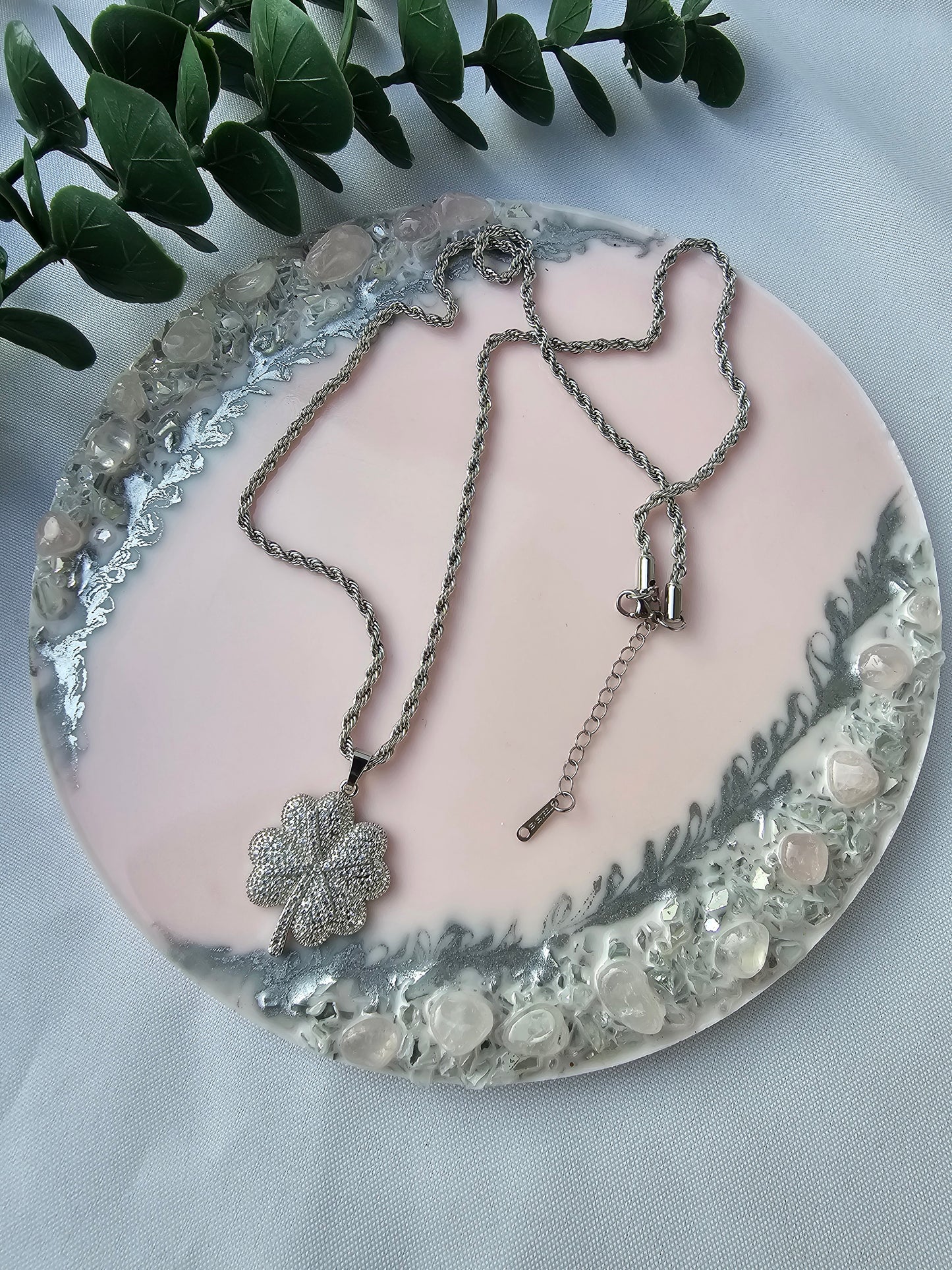 Glücksklee Edelstahlkette Kleeblattkette