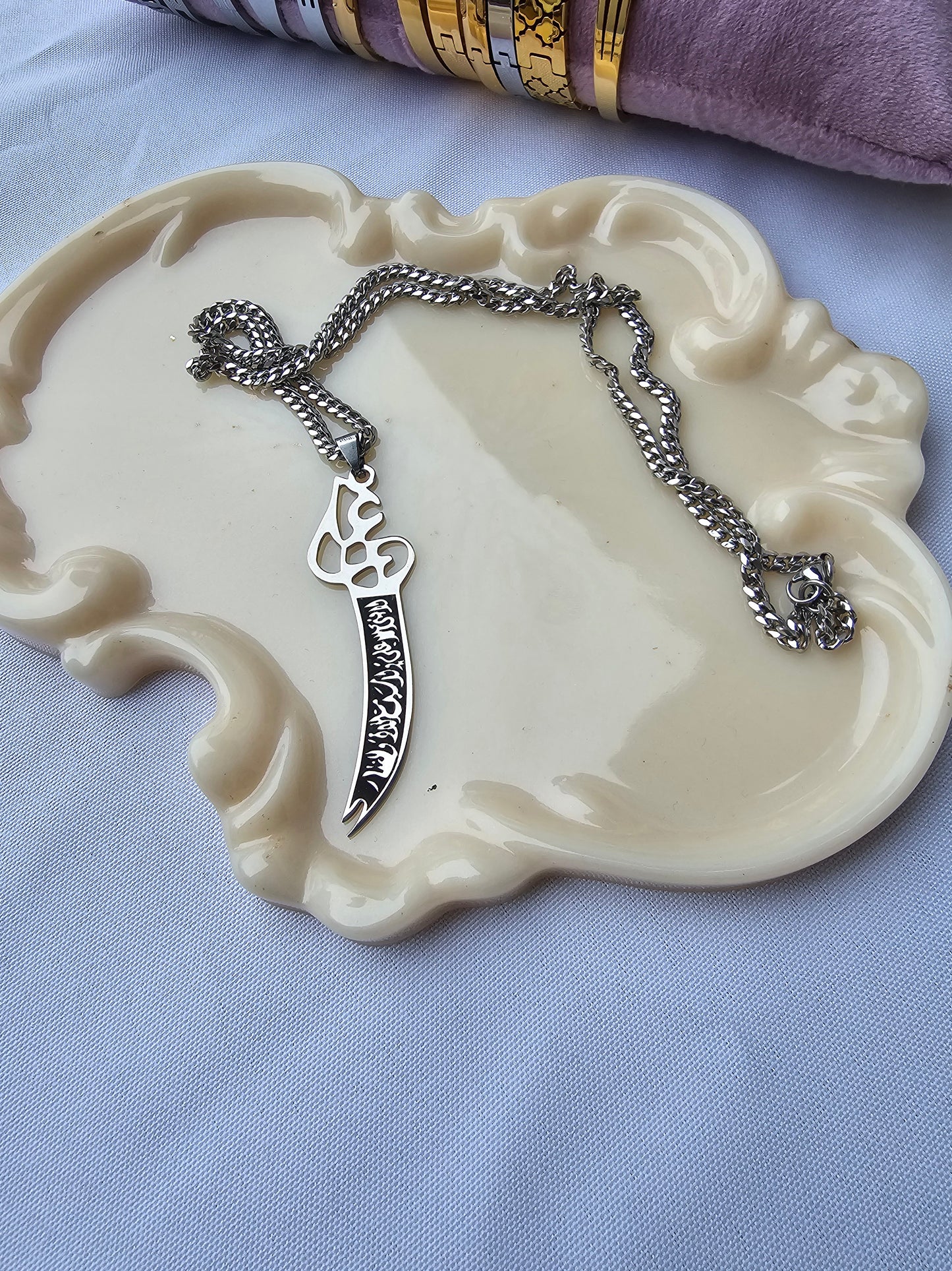 Edelstahl Kette Zülfikar Hz. Ali Schwert