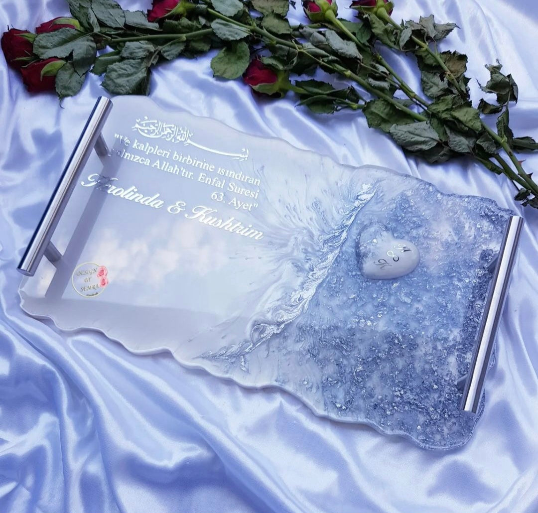 Verlobungstablett Resintablett Hochzeitstablett