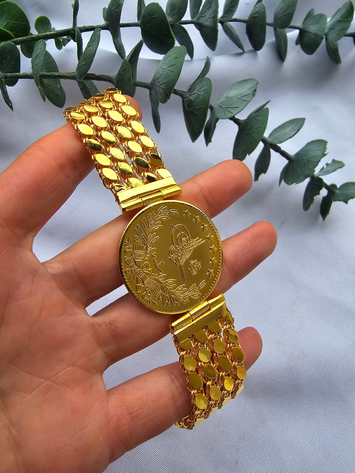 Tuğra Armkette 22 Karat vergoldet