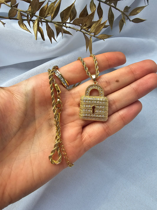 Edelstahl Kette Schloss