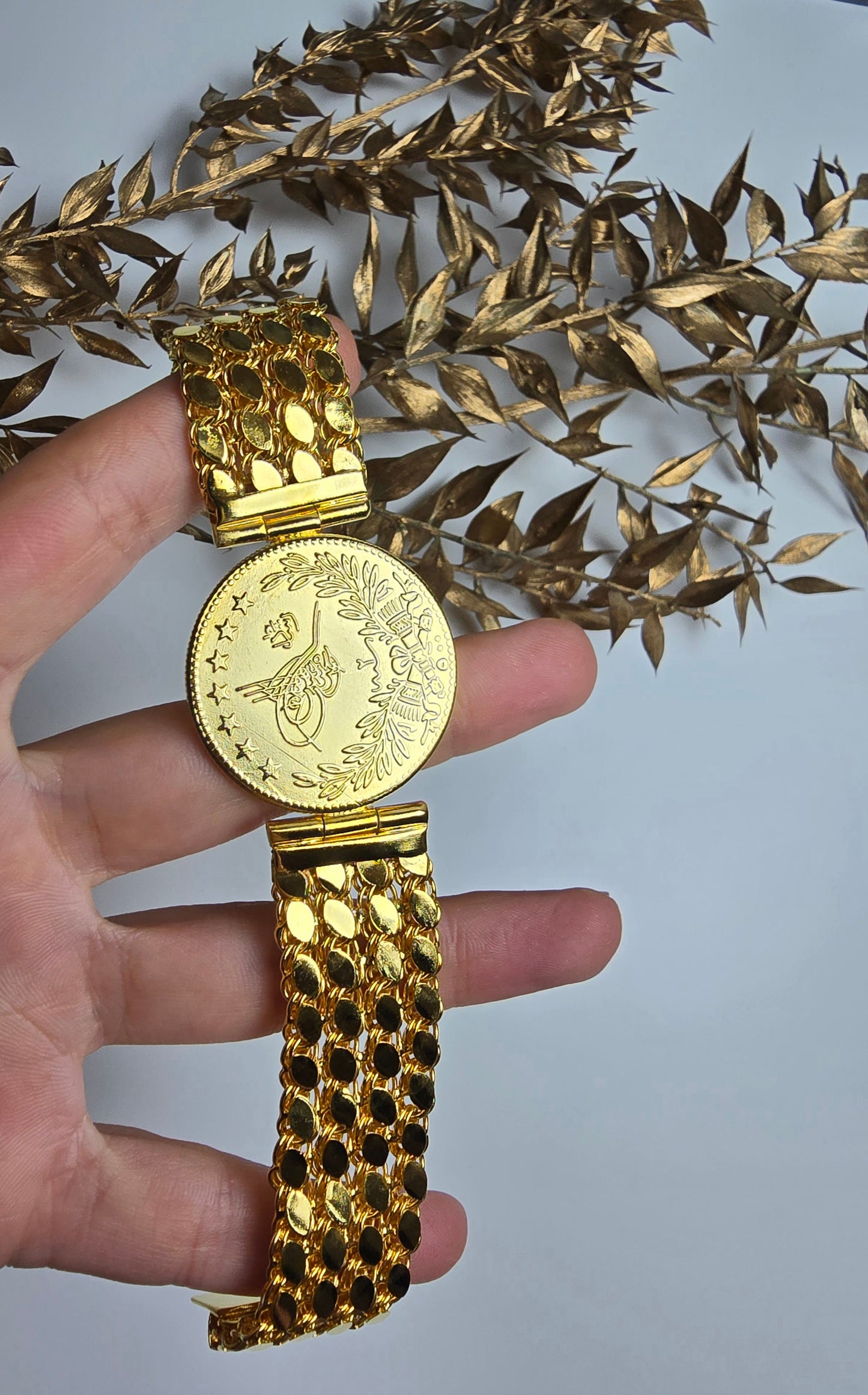 Tuğra Armkette 22 Karat vergoldet